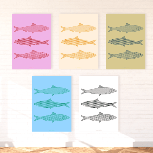 *PHYSICAL PRINT* Sardines trio art print - Art prints - Made by Saskia