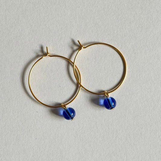 Blue beaded hoop earrings - Earrings - Made by Saskia