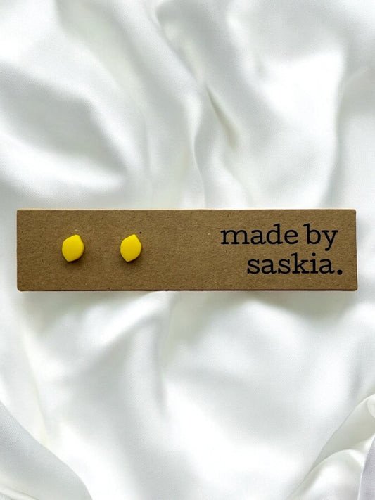 Bright yellow lemon fruit mini studs - Earrings - Made by Saskia