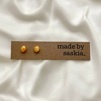 Lemon marble citrus fruit mini studs - Earrings - Made by Saskia