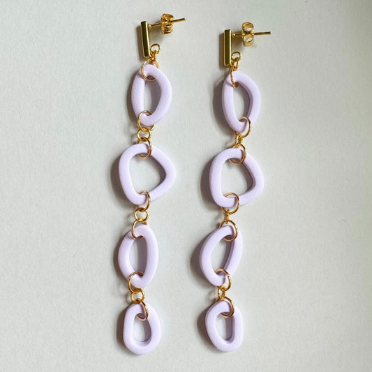 Light purple pebble dangle stud earrings - Earrings - Made by Saskia