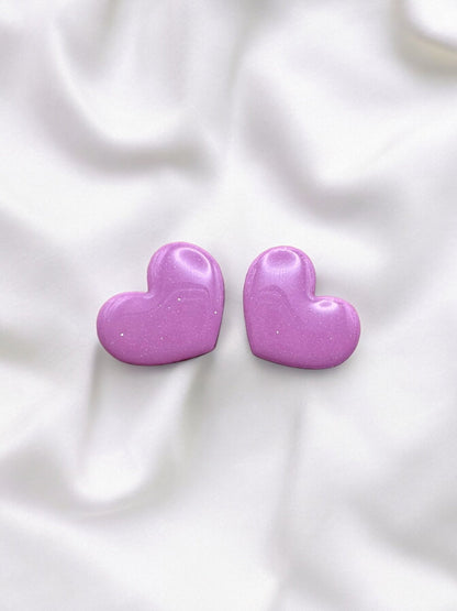 Lilac heart studs - Earrings - Made by Saskia