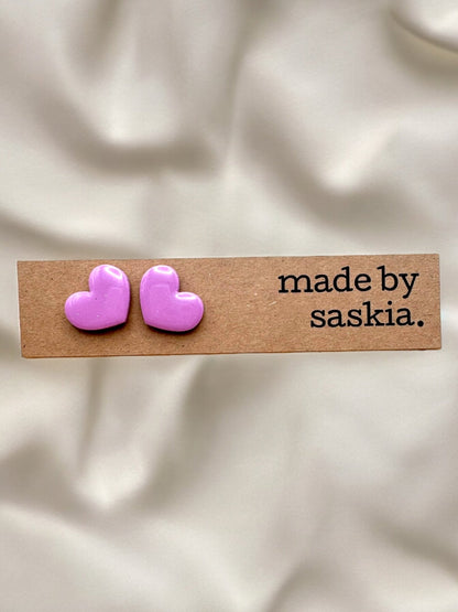 Lilac heart studs - Earrings - Made by Saskia