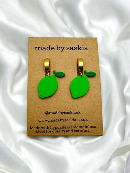 Limes huggie hoop earrings - Earrings - Made by Saskia