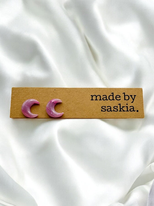 *oops!* Purple glitter crescent moon studs - Earrings - Made by Saskia