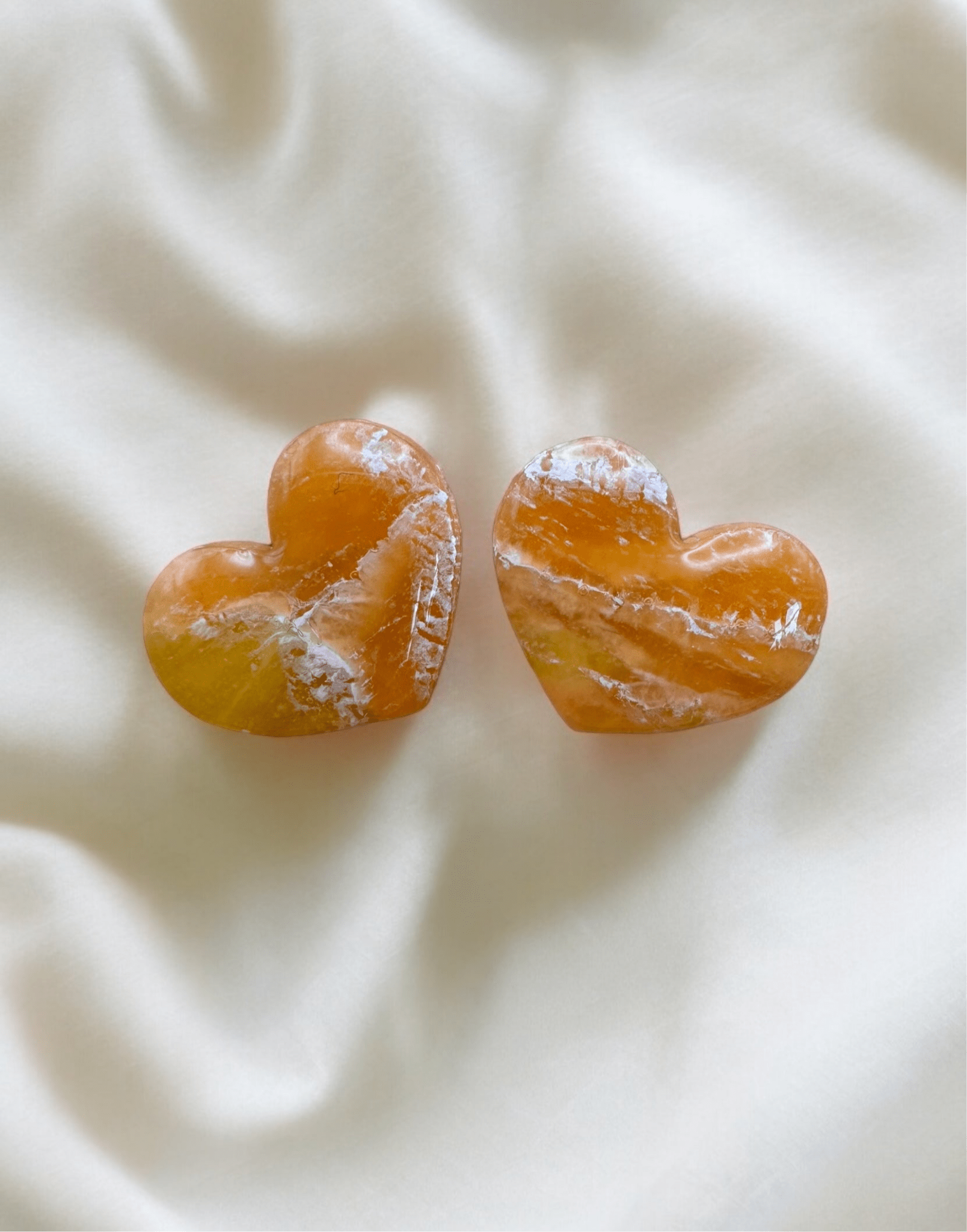 Orange and yellow marble heart studs - Earrings - Made by Saskia