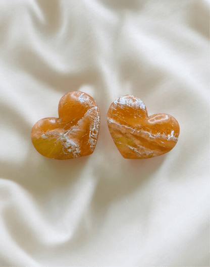 Orange and yellow marble heart studs - Earrings - Made by Saskia