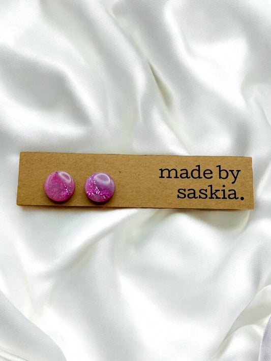 Purple glitter large circle studs - Earrings - Made by Saskia