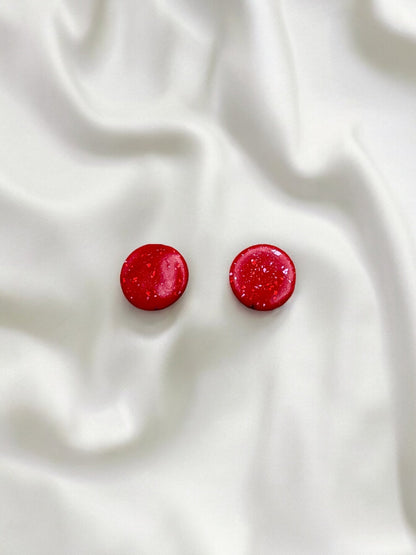 Red and pink metallic sparkle simple studs - Earrings - Made by Saskia