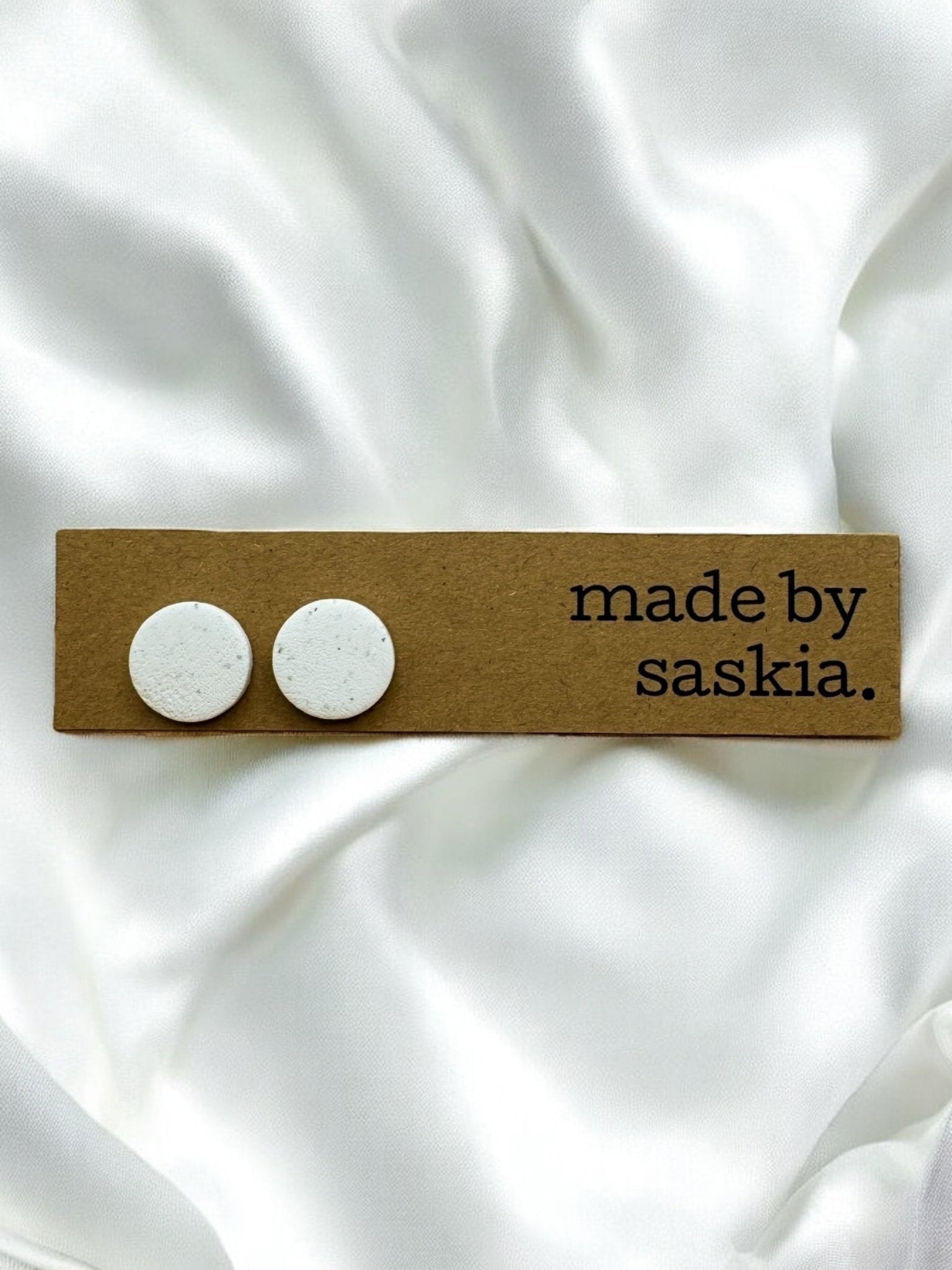 White speckle large circle studs - Earrings - Made by Saskia