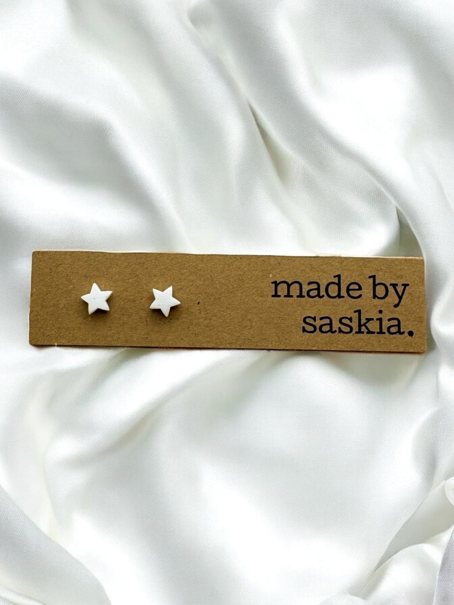 White speckle star mini studs - Earrings - Made by Saskia