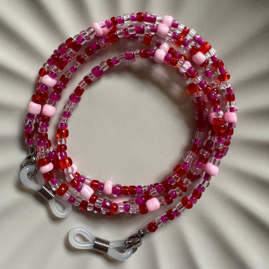 Pink mix glass beaded glasses chain - Glasses chain - Made by Saskia