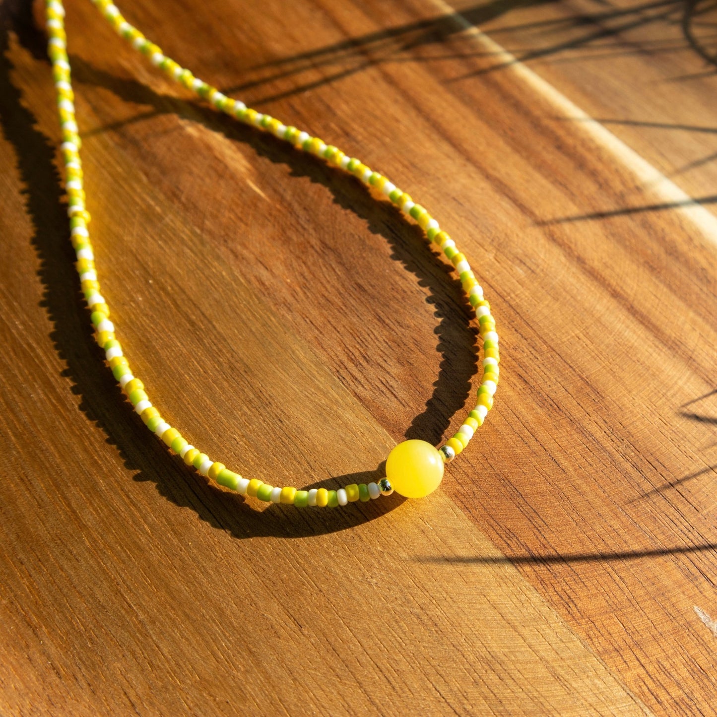 Sterling silver green and yellow jasper beaded necklace - Necklaces - Made by Saskia