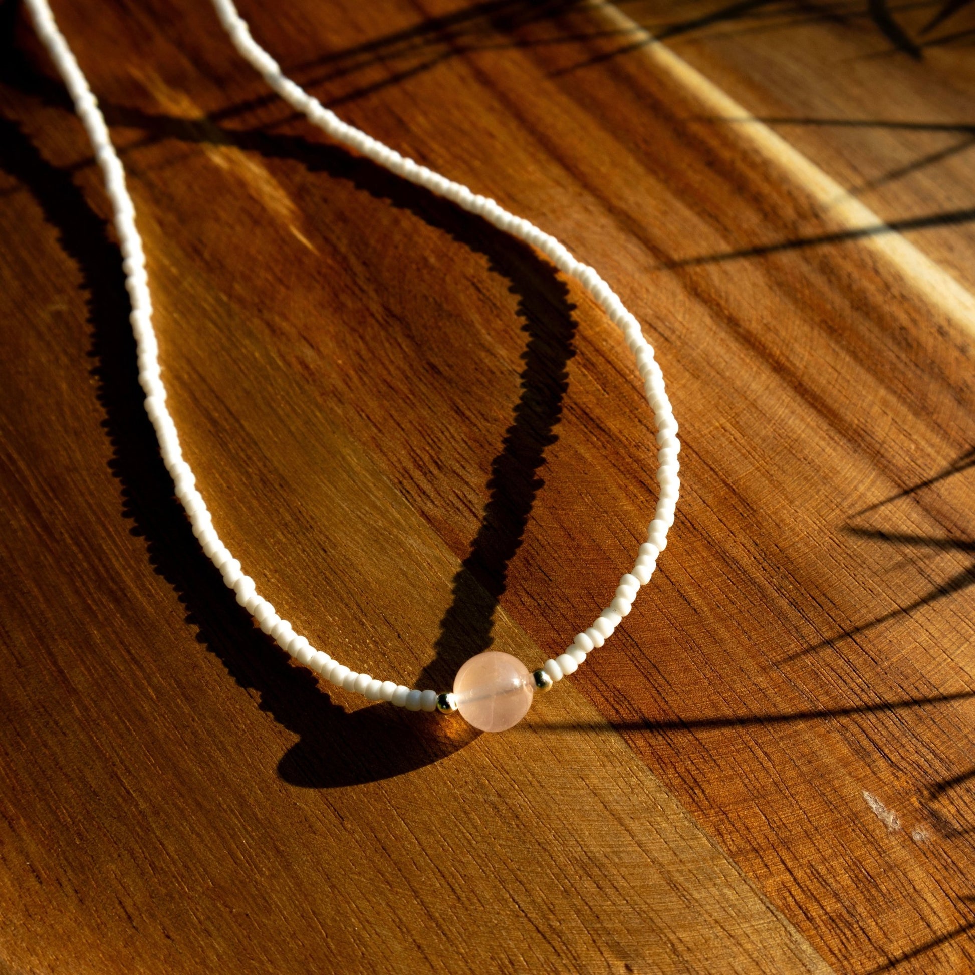 Sterling silver white and rose quartz beaded necklace - Necklaces - Made by Saskia