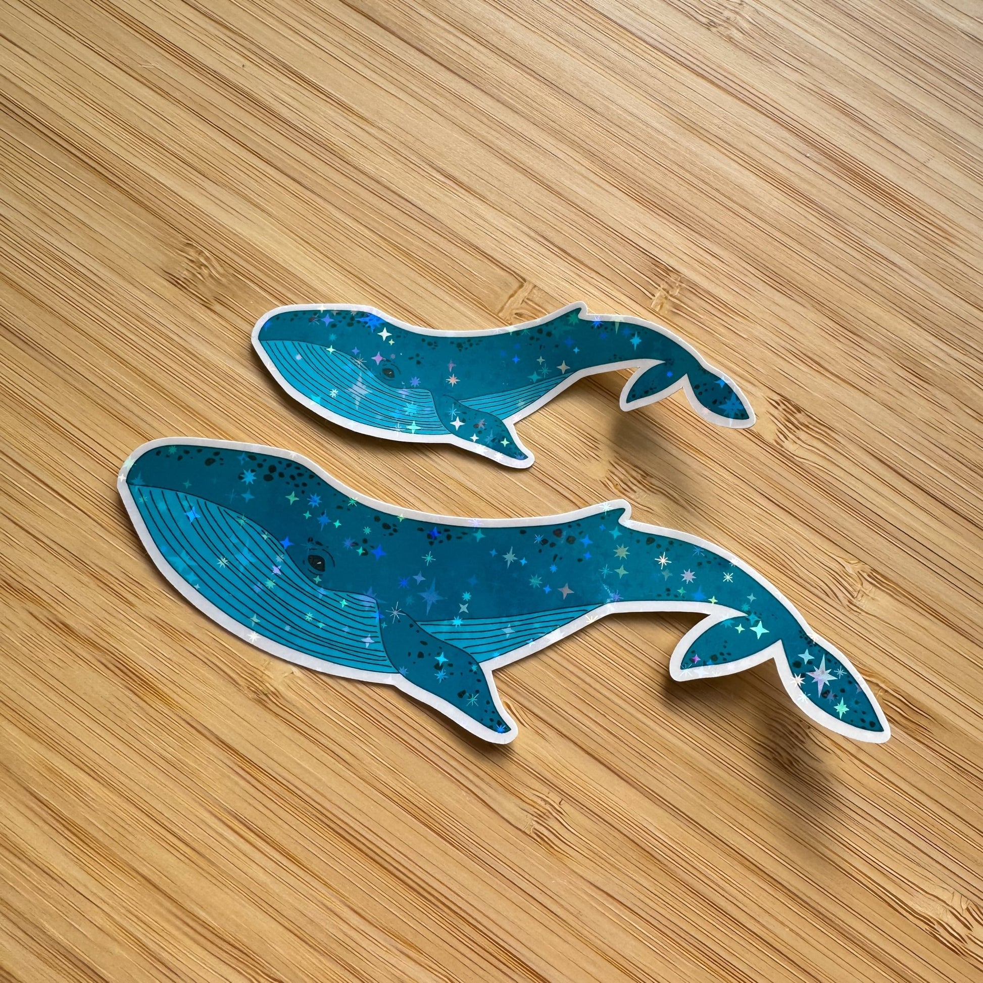 Holographic sparkle whale sticker - Stickers - Made by Saskia