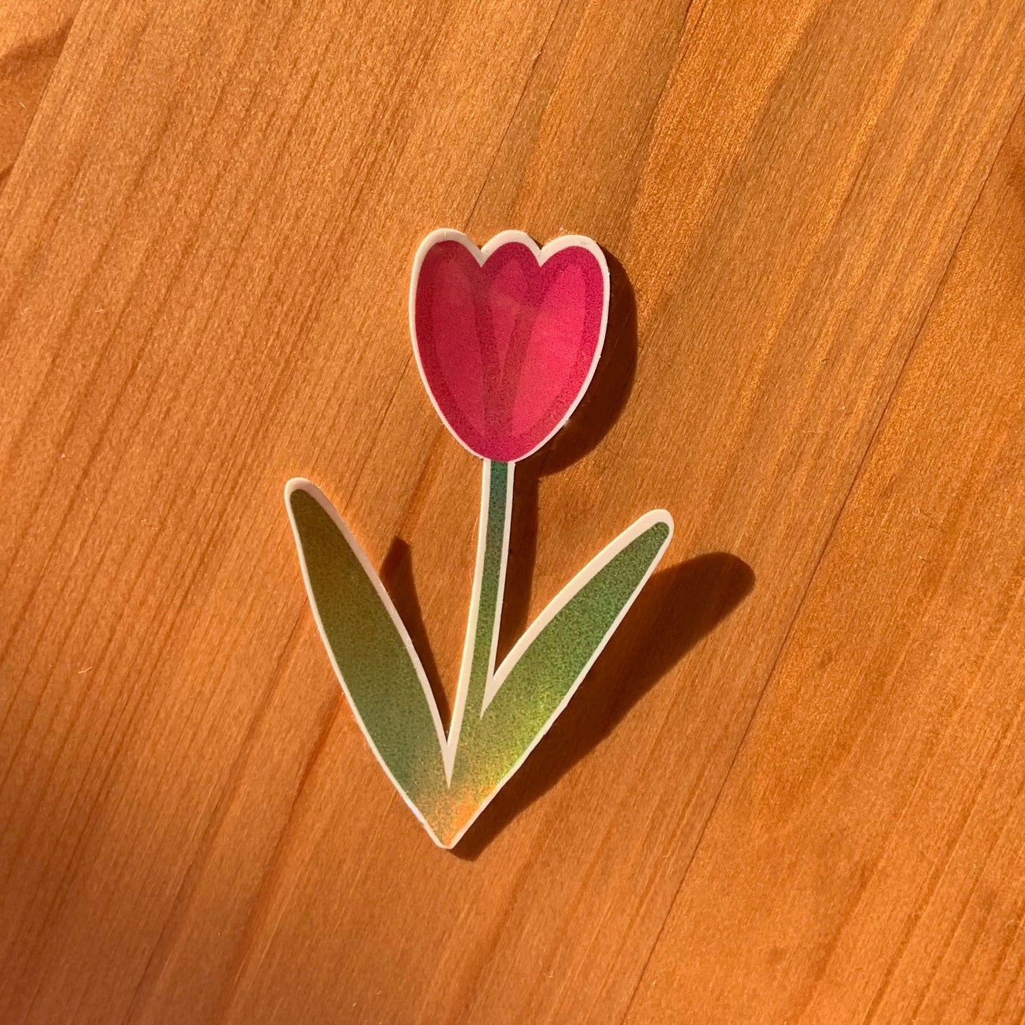 Pink tulip holographic sticker - Stickers - Made by Saskia